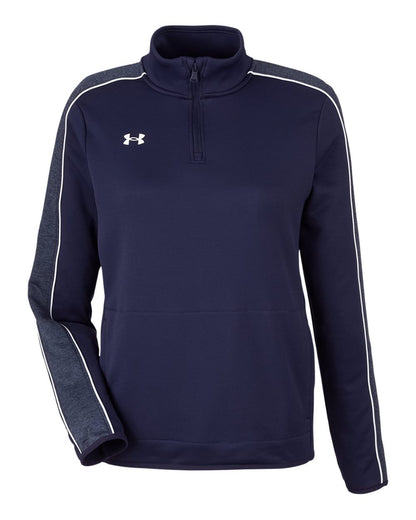 Under Armour Women's Command 2.0 Quarter-Zip Pullover 1383274 #color_Midnight Navy/ White