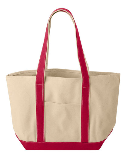 Liberty Bags Windward Large Cotton Canvas Classic Resort Tote 8871 #color_Natural/ Red