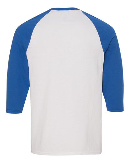 Gildan Unisex Heavy Cotton™ Raglan Three-Quarter Sleeve T-Shirt 5700 #color_White/ Royal