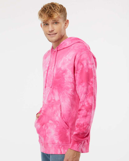 Independent Trading Co. Midweight Tie-Dyed Hooded Sweatshirt PRM4500TD #colormdl_Tie Dye Pink