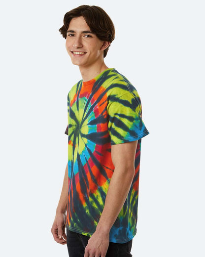 Dyenomite Rainbow Cut-Spiral Tie-Dyed T-Shirt 200TD #colormdl_Black Rainbow Cut-Spiral