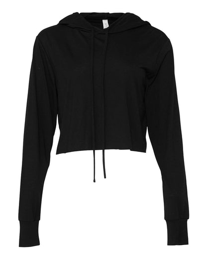 BELLA + CANVAS Women’s Triblend Crop Long Sleeve Hoodie 8512 #color_Solid Black Triblend