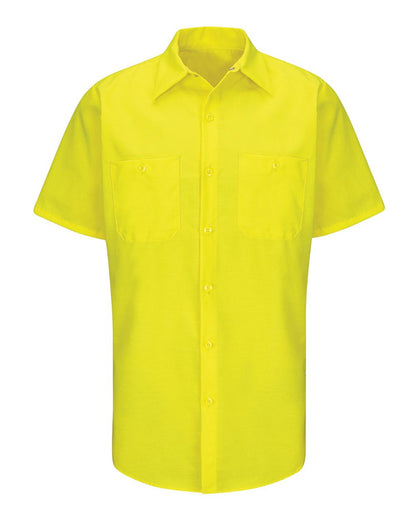 Red Kap Men's Enhanced & Hi-Visibility Work Shirt SY24 #color_Fluorescent Yellow