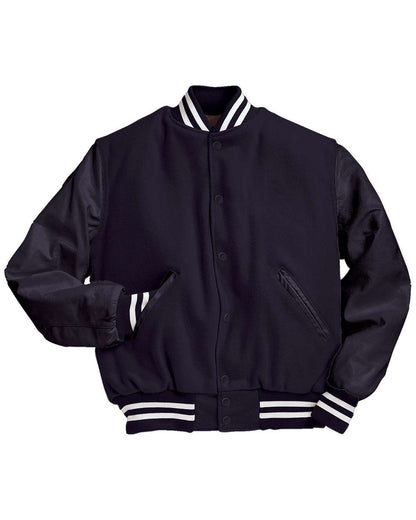 Holloway Men's Varsity Wool Jacket 224183 #color_Dark Navy/ Dark Navy/ White