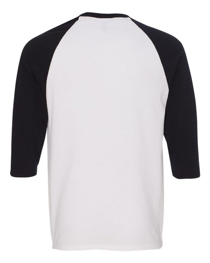 Gildan Unisex Heavy Cotton™ Raglan Three-Quarter Sleeve T-Shirt 5700 #color_White/ Black