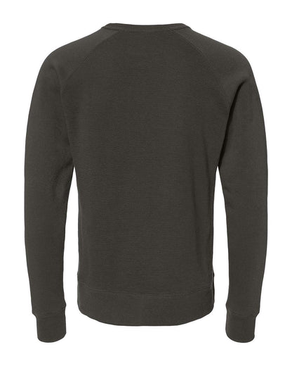 J. America Men's Ripple Fleece Raglan Crewneck Sweatshirt 8707 #color_Black