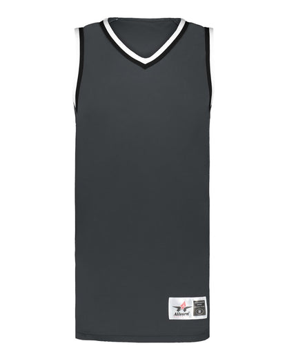 Alleson Athletic Men's Retro Basketball Jersey A51000 #color_Graphite/ Black/ White