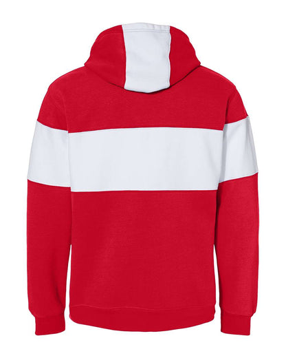 J. America Men's Varsity Fleece Colorblocked Hooded Sweatshirt 8644 #color_Red