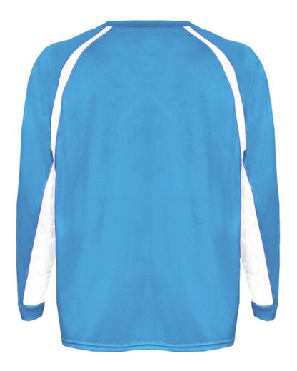 Badger Youth B-Core Hook Long Sleeve T-Shirt 2154 #color_Columbia Blue/ White