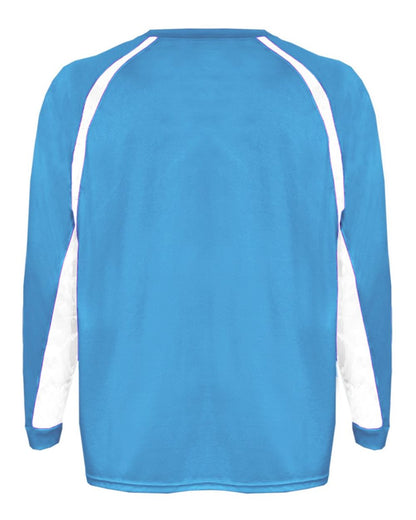 Badger Men's B-Core Hook Long Sleeve T-Shirt 4154 #color_Columbia Blue/ White
