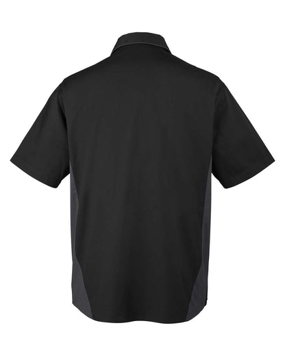 Harriton Men's Tall Flash IL Colorblock Shirt M586T #color_Black/ Dark Charcoal