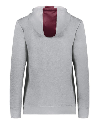 Augusta Sportswear Women's Eco Revive™ Three-Season Triblend Fleece Full-Zip Hooded Sweatshirt 6901 #color_Maroon/ Grey Heather