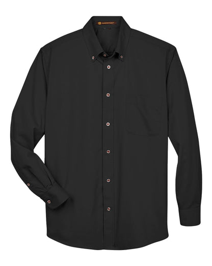 Harriton Men's Tall Easy Blend™ Twill Dress Shirt M500T #color_Black