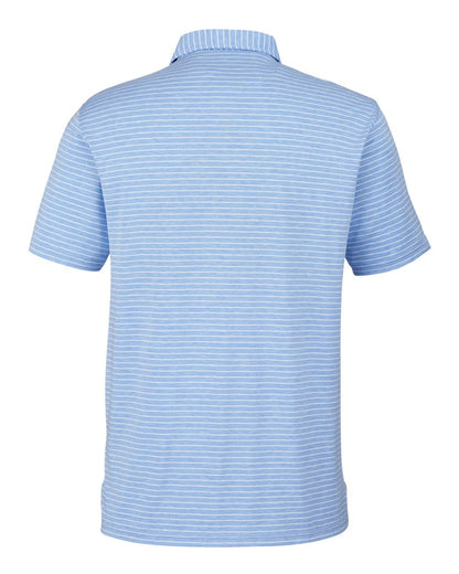 TASC Performance Inc Men's Cloud Lightweight Polo Brookline Stripe TM546Y #color_Polar Heather/ White