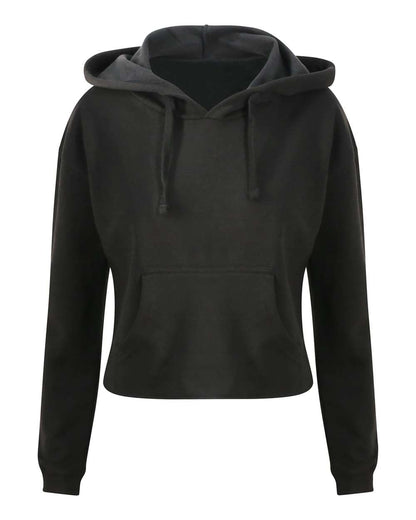 AWDis Women's Girlie Cropped Hooded Fleece with Pocket JHA016 #color_Jet Black