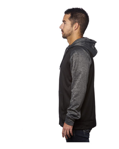 Burnside Performance Raglan Full-Zip Sweatshirt 8660 #color_Black/ Heather Charcoal