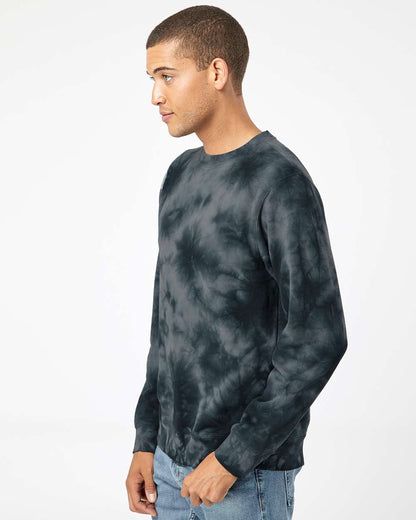 Independent Trading Co. Midweight Tie-Dyed Crewneck Sweatshirt PRM3500TD #colormdl_Tie Dye Black