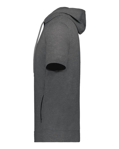 Holloway Youth Eco Revive™ Ventura Soft Knit Short Sleeve Hooded Sweatshirt 222605 #color_Carbon Heather