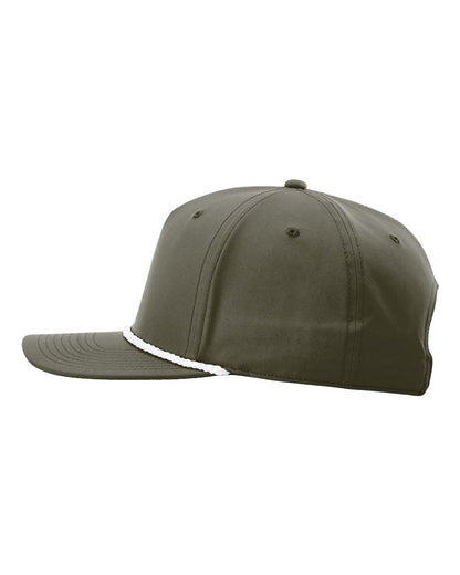 Richardson Five Panel Classic Rope Cap 258 #color_Dark Olive Green/ White