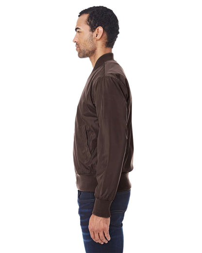Threadfast Apparel Unisex Bomber Jacket 395J #colormdl_Brown Vegan Leather