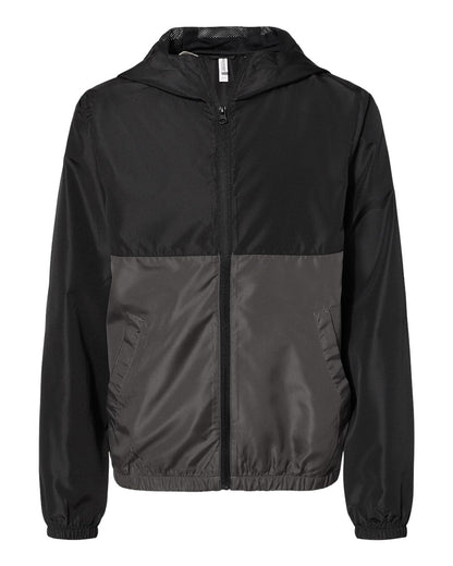 Independent Trading Co. Youth Lightweight Windbreaker Full-Zip Jacket EXP24YWZ #color_Black/ Graphite