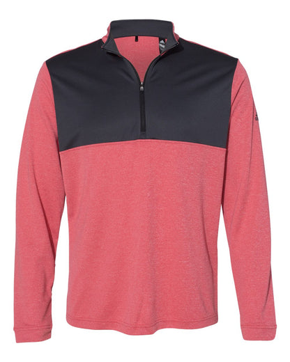 Adidas Lightweight Quarter-Zip Pullover A280 #color_Power Red Heather/ Carbon