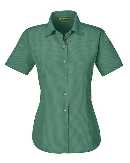 Harriton Women's Barbados Textured Camp Shirt M560W #color_Palm Green