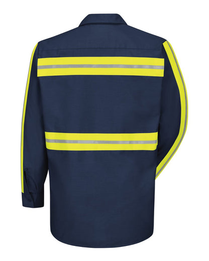 Red Kap Men's Industrial Enhanced-Visibility Long Sleeve Work Shirt SP14E #color_Navy