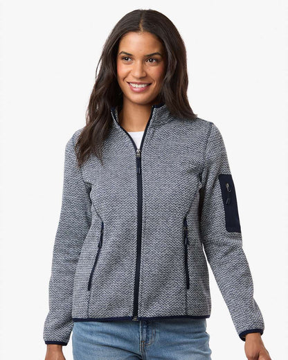 North End Women's Jasper Full-Zip Fleece Jacket NE730W #colormdl_Classic Navy/ White
