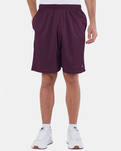 Champion Unisex Polyester Mesh 9" Shorts with Pockets S162 #colormdl_Maroon