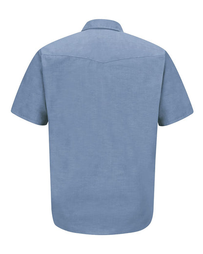 Red Kap Men's Deluxe Western Style Short Sleeve Shirt SC24 #color_Light Blue