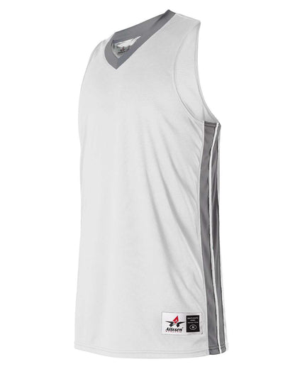 Alleson Athletic Women's Single Ply Basketball Jersey 538JW #color_White/ Charcoal