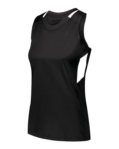 Augusta Sportswear Girls' Crossover Tank Top 2437 #color_Black/ White
