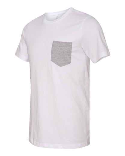 BELLA + CANVAS Jersey Pocket Tee 3021 #color_White/ Athletic Heather