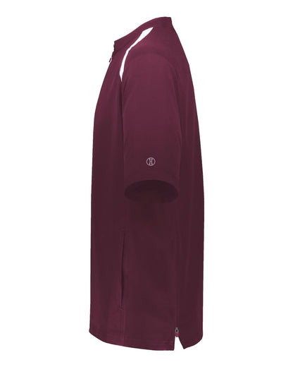 Holloway Men's Clubhouse Short Sleeve Quarter-Zip Pullover 229581 #color_Maroon/ White
