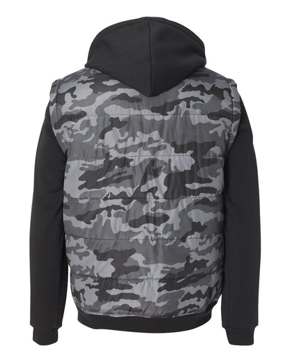 Burnside Men's Nylon Vest with Fleece Sleeves 8701 #color_Black Camo/ Black