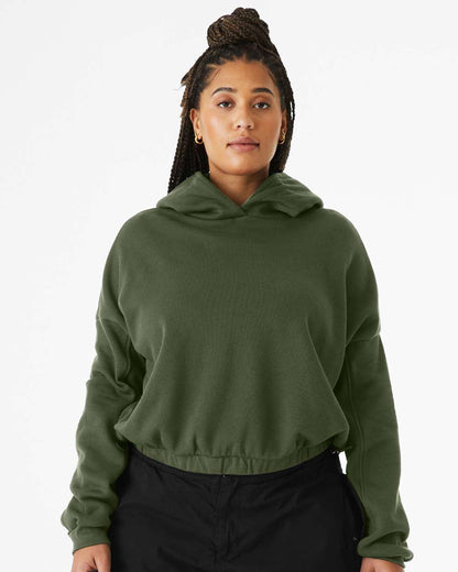 BELLA + CANVAS FWD Fashion Women's Sponge Fleece Cinched Bottom Hoodie 7506 #colormdl_Military Green