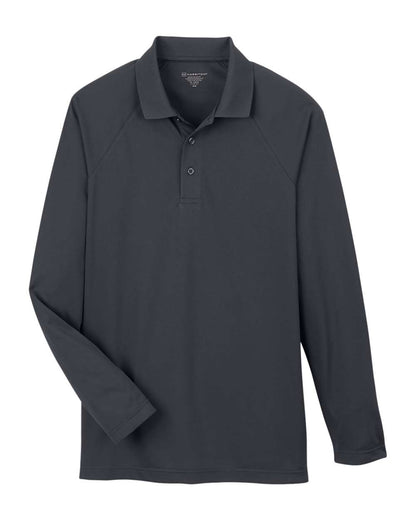 Harriton Men's Charge Snag and Soil Protect Long Sleeve Polo M208L #color_Dark Charcoal