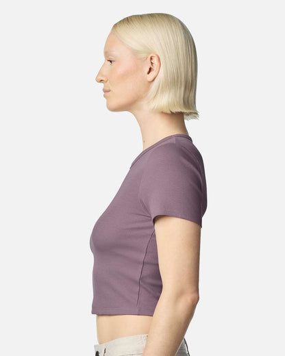 American Apparel Women's Baby Rib Cropped Tee BR210 #colormdl_Smokey Violet