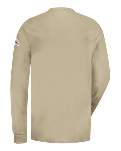 Bulwark Long Sleeve Tagless Henley Shirt SEL2 #color_Khaki