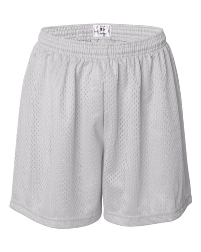 Badger Women's Pro Mesh 5" Shorts with Solid Liner 7216 #color_White