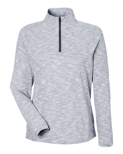 North End Women's Eclipse Jacquard Quarter-Zip Pullover NE415W #color_Black Heather