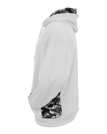 Badger Youth Digital Camo Colorblock Performance Fleece Hooded Sweatshirt 2464 #color_White/ Black