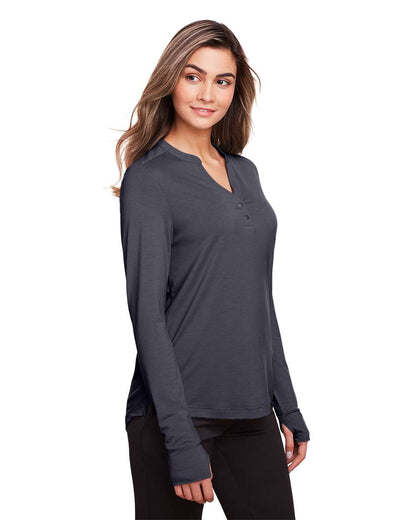 North End Women's JAQ Stretch Performance V-Neck Snap Pullover NE400W #colormdl_Carbon
