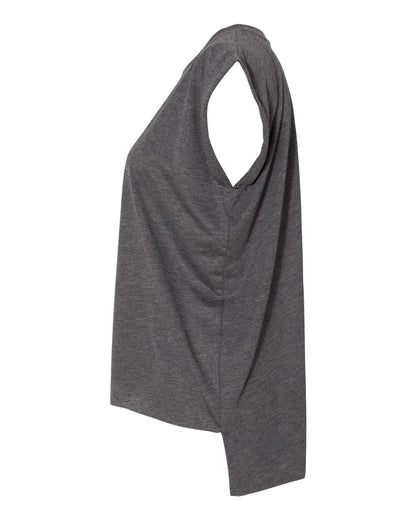 BELLA + CANVAS Women’s Flowy Rolled Cuffs Muscle Tee 8804 #color_Dark Grey Heather