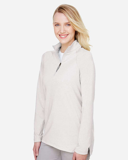 Devon & Jones Women's CrownLux Performance® Clubhouse Micro-Stripe Quarter-Zip Pullover DG480W #colormdl_Silver