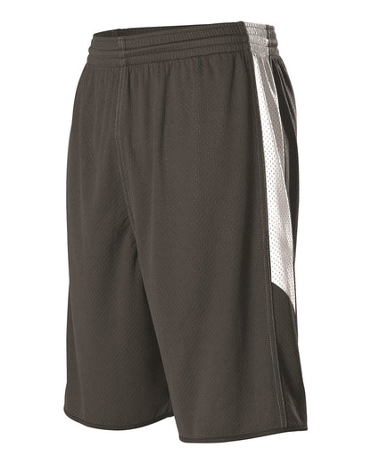 Alleson Athletic Single Ply Reversible Basketball Shorts 589PSP #color_Charcoal/ White