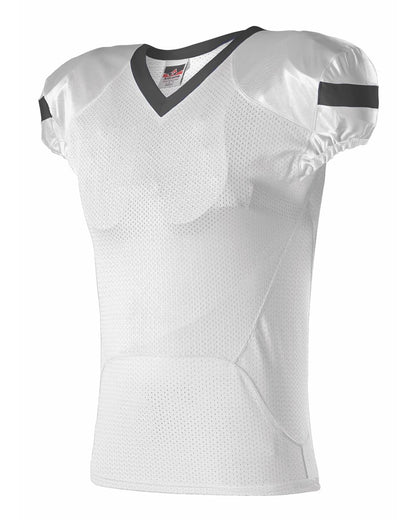 Alleson Athletic Youth Pro Flex Cut Belt Length Football Jersey 754Y #color_White/ Black