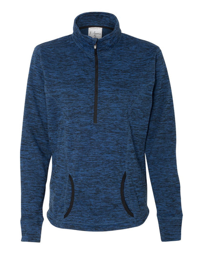 J. America Women's Cosmic Fleece Quarter-Zip Pullover 8617 #color_Royal Fleck/ Black