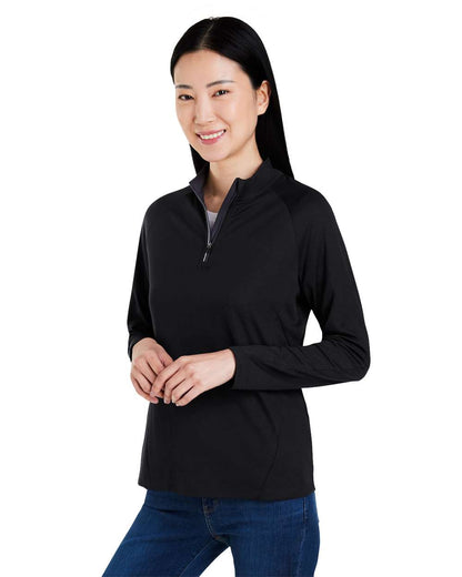 CORE365 Women's Origin Performance Pique Quarter-Zip Pullover CE418W #colormdl_Black/ Carbon